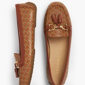 Talbots 9 M EVERSON TASSELED PEBBLED LEATHER DRIVING MOCCASINS - CHAINLINK